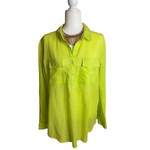 🌻5/$25 Old Navy Lime Green 3/4 Button Linen Shirt